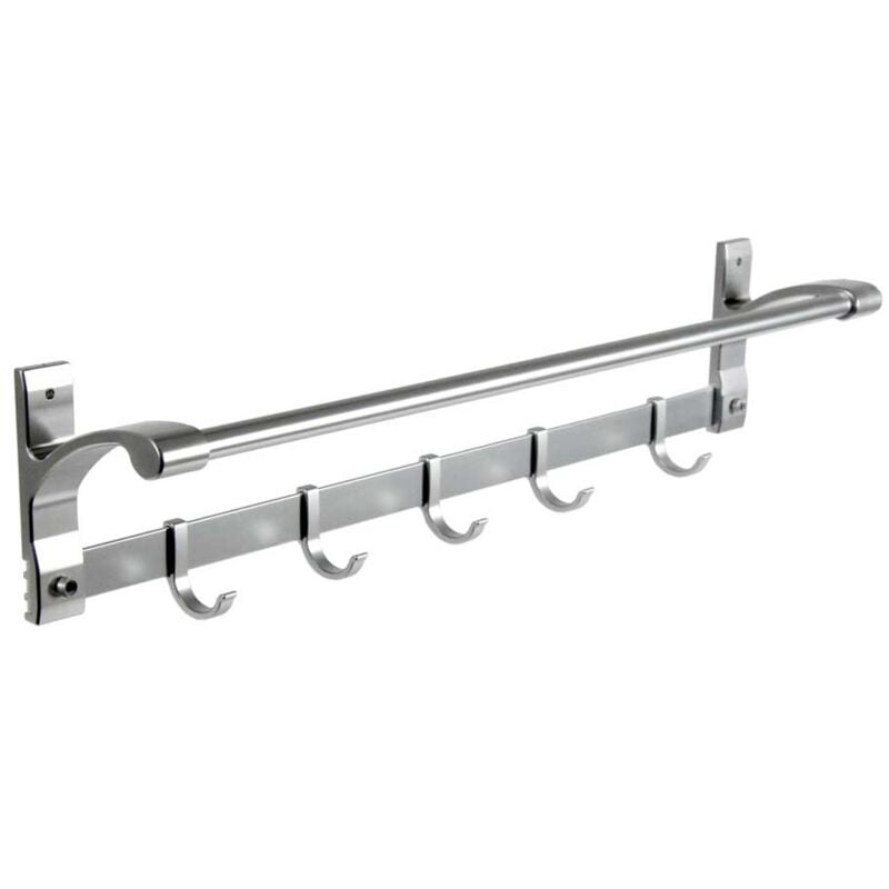 foto del prodotto porta asciugamani da parete in alluminio con ganci 60x9x11 cm cromo