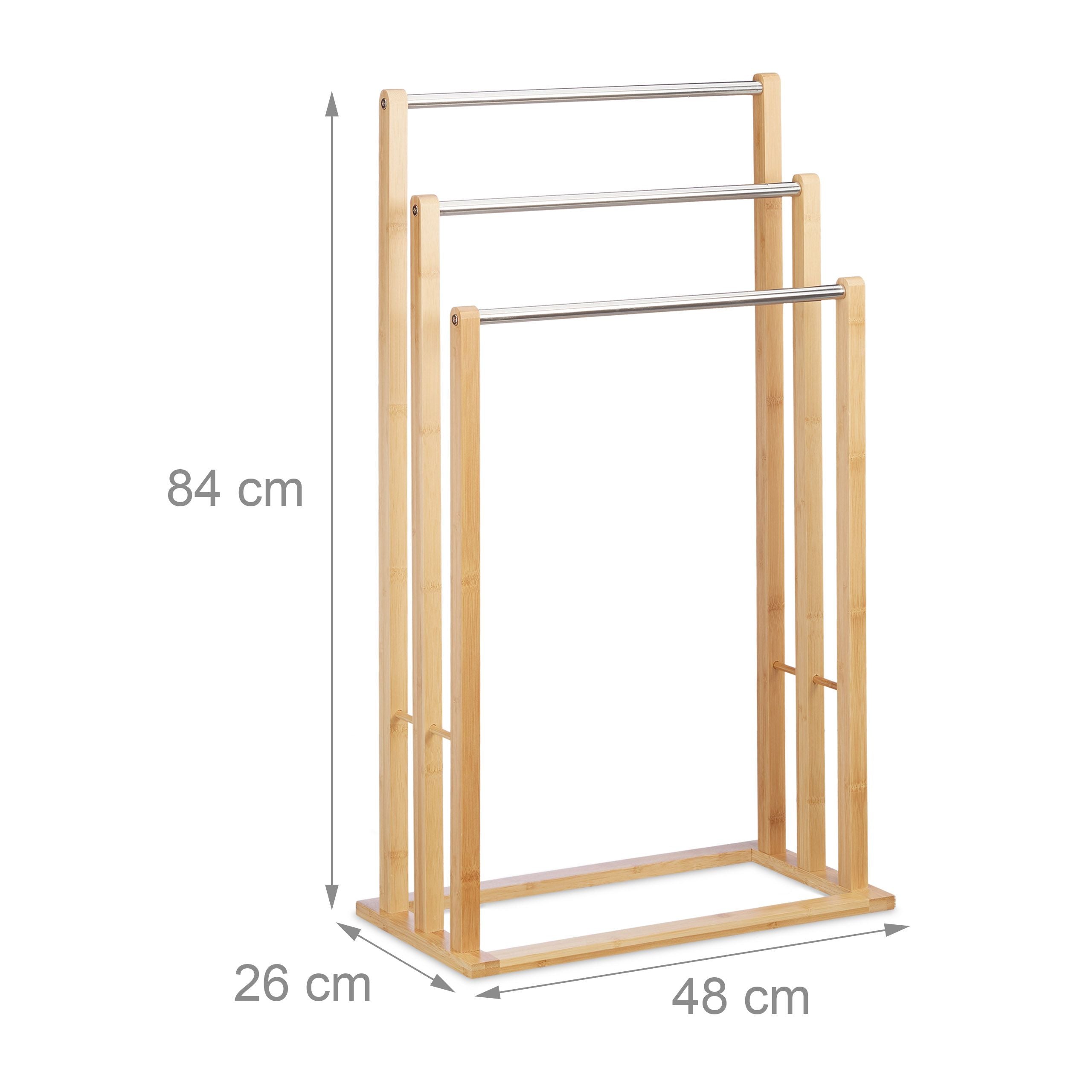 foto del prodotto porta asciugamani da terra a 3 bracci per bagno in bambù 13 0002272