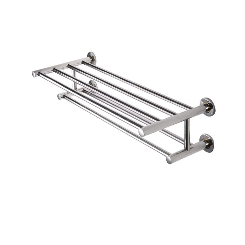 foto del prodotto porta asciugamani doppio a parete per bagno mensola bagno in acciaio inox 60 x 22,5 x 16 cm colore argento