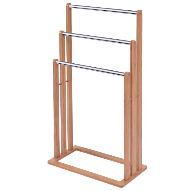 foto del prodotto porta asciugamani e appendiabiti, scala per asciugamani porta asciugamani 3 barre, 46 x 24 x 84 cm naturale 200006370