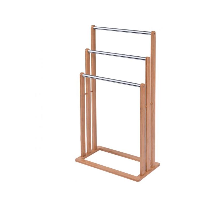 foto del prodotto porta asciugamani e appendiabiti, scala per asciugamani porta asciugamani 3 barre, 46 x 24 x 84 cm naturale
