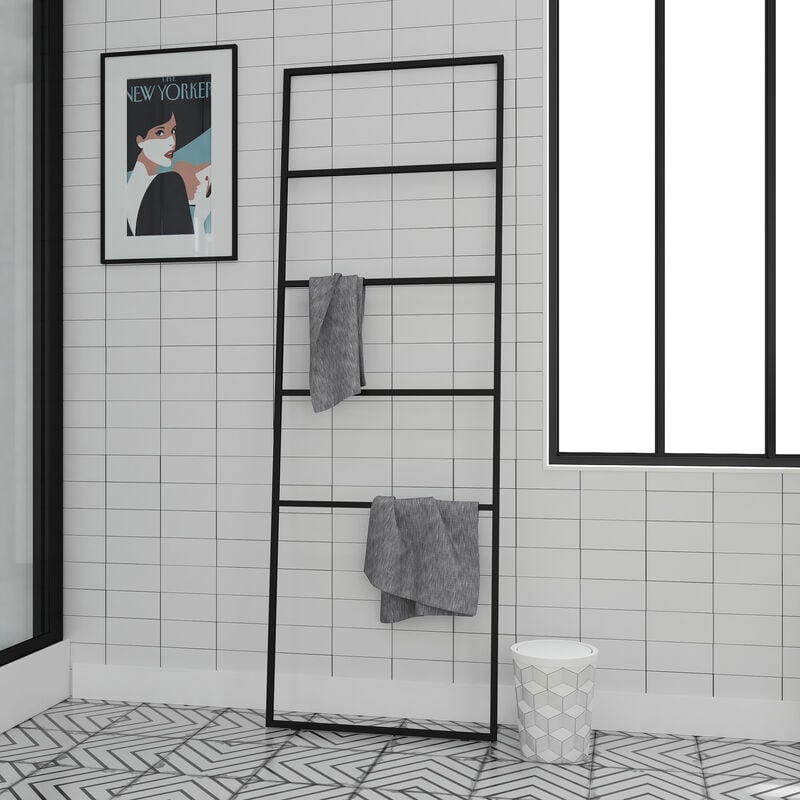 foto del prodotto porta asciugamani in metallo nero opaco 60x176cm tipo atelier facto dark 2