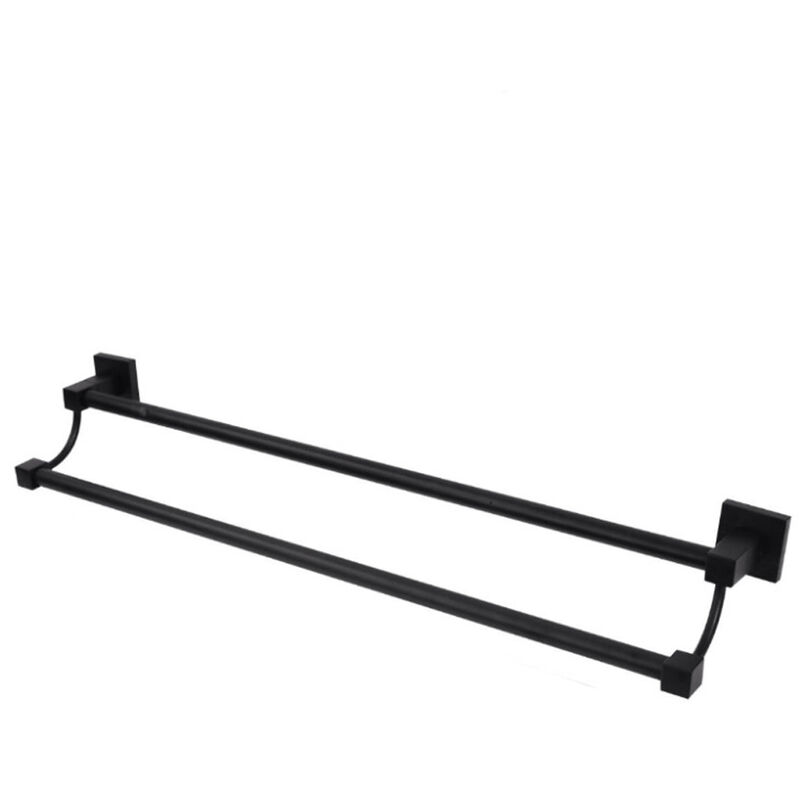 foto del prodotto porta asciugamano doppio nero portasalviette 62 cm fissaggio con viti o senza viti biadesivo accessori arredo bagno