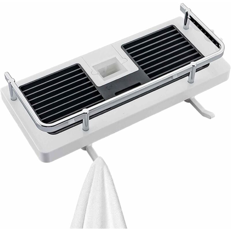 foto del prodotto porta asta doccia alovez mensola per asta scorrevole doccia senza forare accessori per il bagno, design del pavimento cavo, mensola con barra