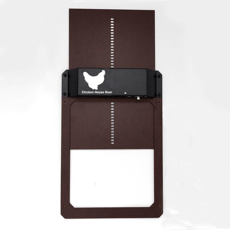 foto del prodotto porta automatica fotosensibile per pollaio crediri, porta per pollaio, porta per animali domestici, nera, per una vita confortevole