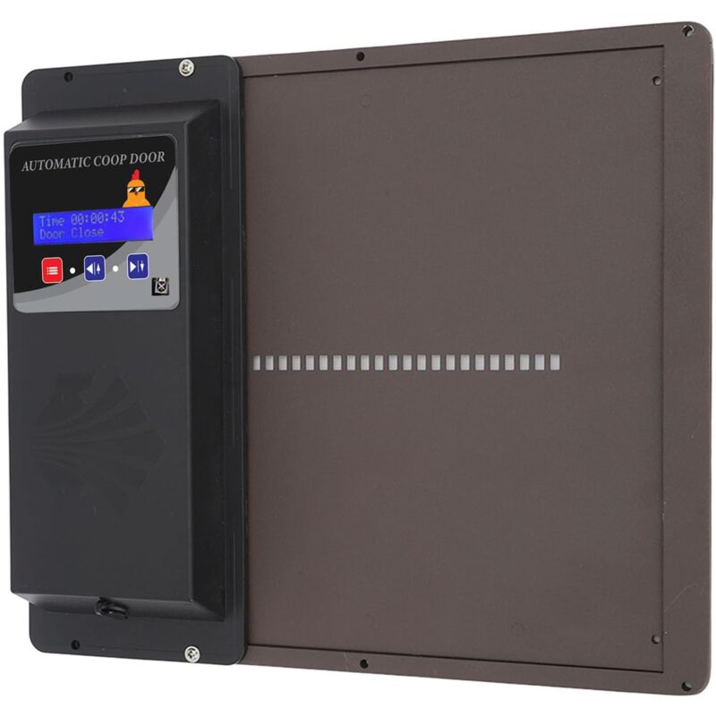 foto del prodotto porta automatica per gabbia per polli, apriporta per gabbia per polli con telecomando solare orizzontale in metallo programmabile tramite usb,