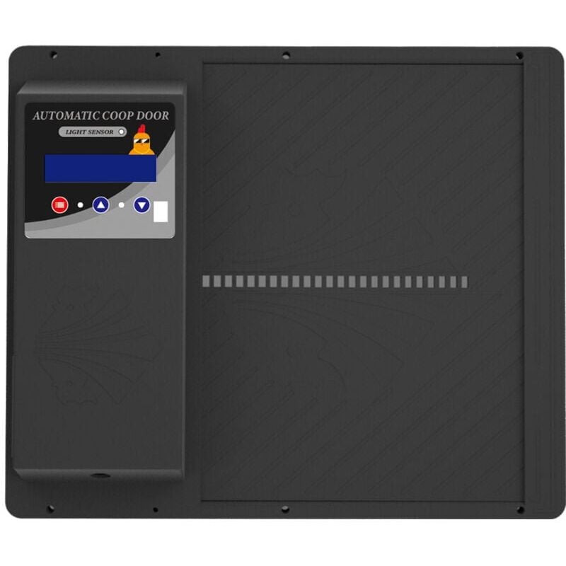 foto del prodotto porta automatica per pollaio a batteria con schermo led programmabile impermeabile, porta automatica per pollaio in alluminio con timer, funzione