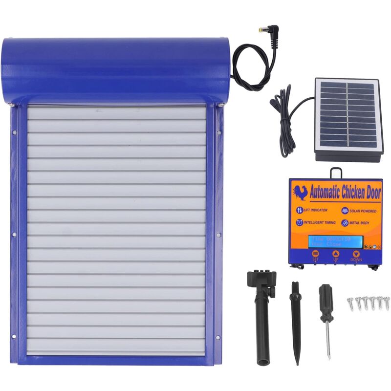 foto del prodotto porta automatica per pollaio, apriporta per pollaio ad energia solare, controllo del timer programmabile giornaliero