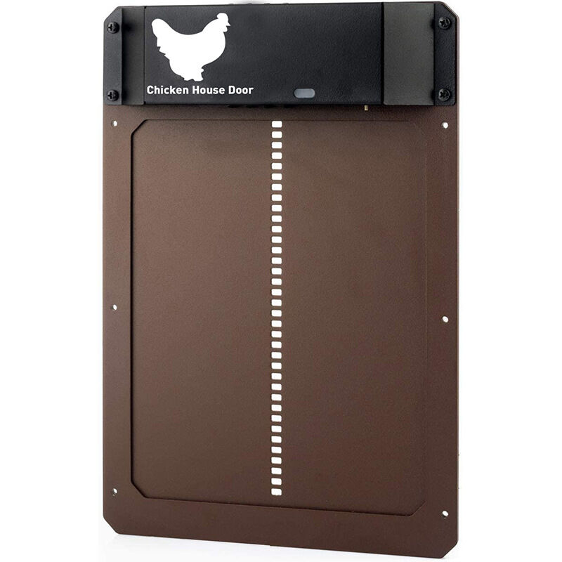 foto del prodotto porta automatica per pollaio crediri, porta per pollaio con sensore di luce, controllo timer, porta automatica multi modalit per pollaio marrone 