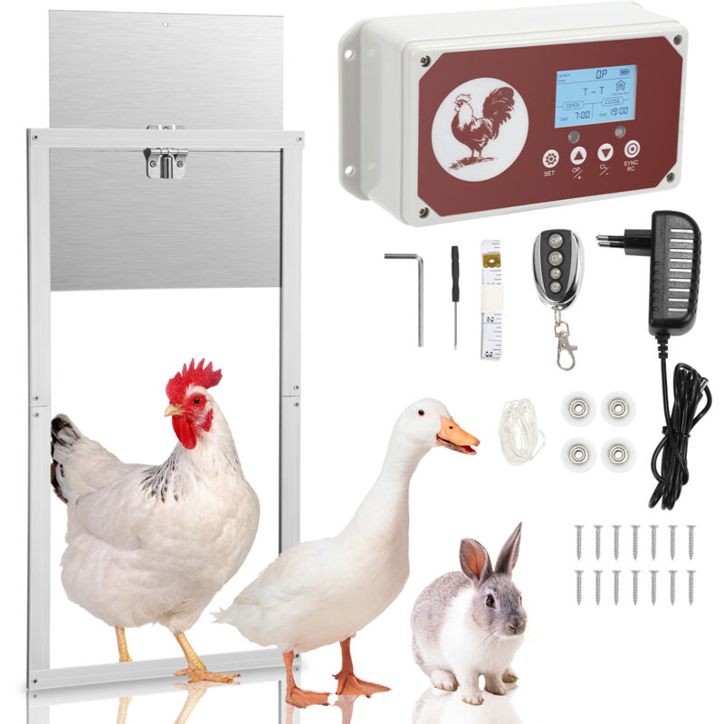 foto del prodotto porta automatica per pollaio sensibile alla luce impermeabile ip44 da 7,8 w, apriporta automatico per pollaio con timer. swanew