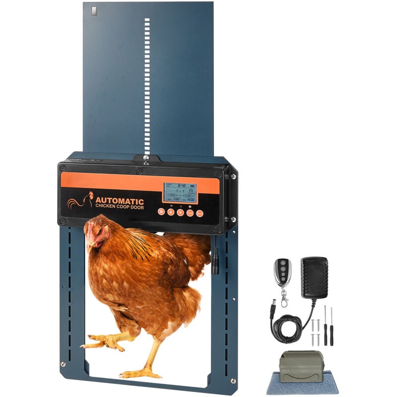 foto del prodotto porta automatica per pollaio, timer e sensore di luce, porta automatica in alluminio con telecomando e schermo lcd, 4 modalit di apertura,