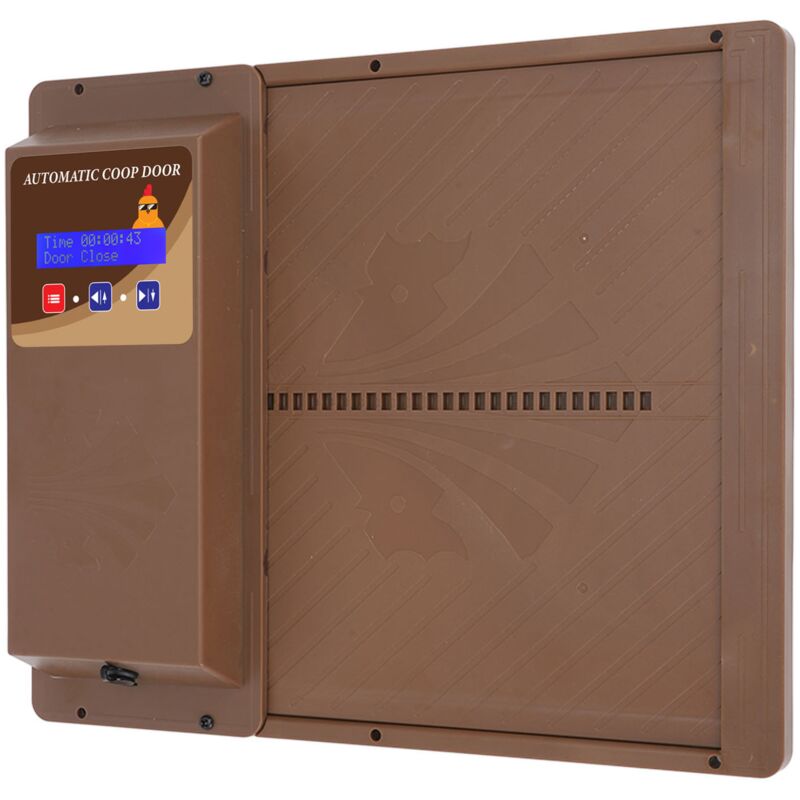 foto del prodotto porta automatica per pollaio usb con apertura orizzontale e timer marrone jeffergarden