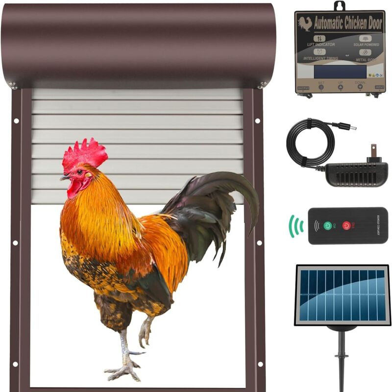 foto del prodotto porta automatica solare per pollaio ymyny, accessorio per pollaio, con timer, per attrezzature di sicurezza agricole, adatta per polli, anatre e oche