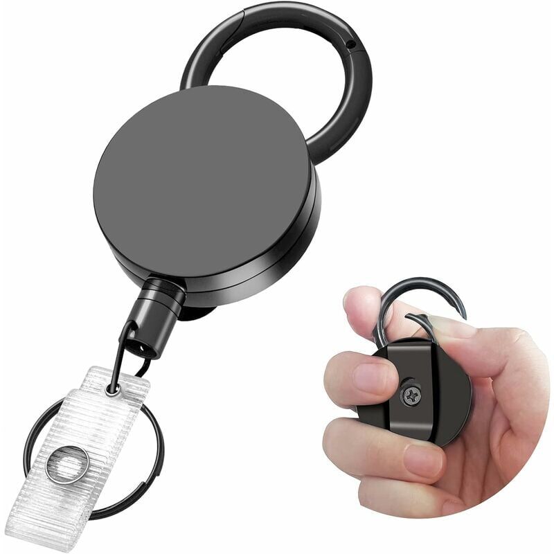 foto del prodotto porta badge identificativo retrattile, eulps bobina per badge resistente con portachiavi con clip da cintura per portachiavi, cordino in filo di