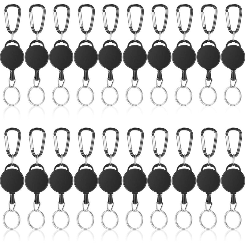 foto del prodotto porta badge identificativo retrattile per portachiavi resistente con cavo in acciaio e fibbia in metallo, portachiavi retrattili per trasportare le
