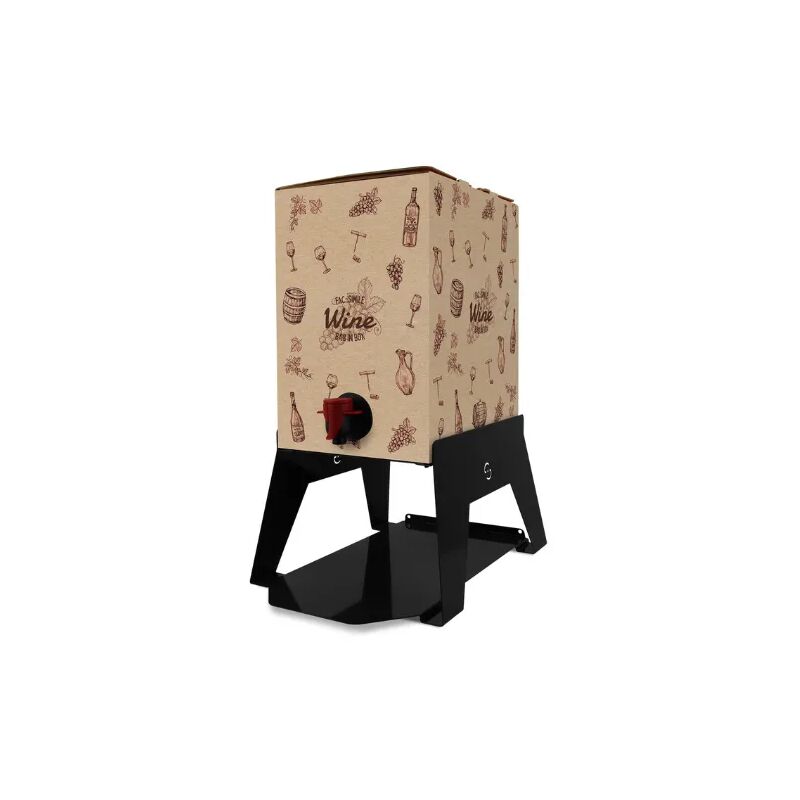 foto del prodotto porta bag in box 3l con vassoio integrato supporto rialzato per vino e olio lisa nero