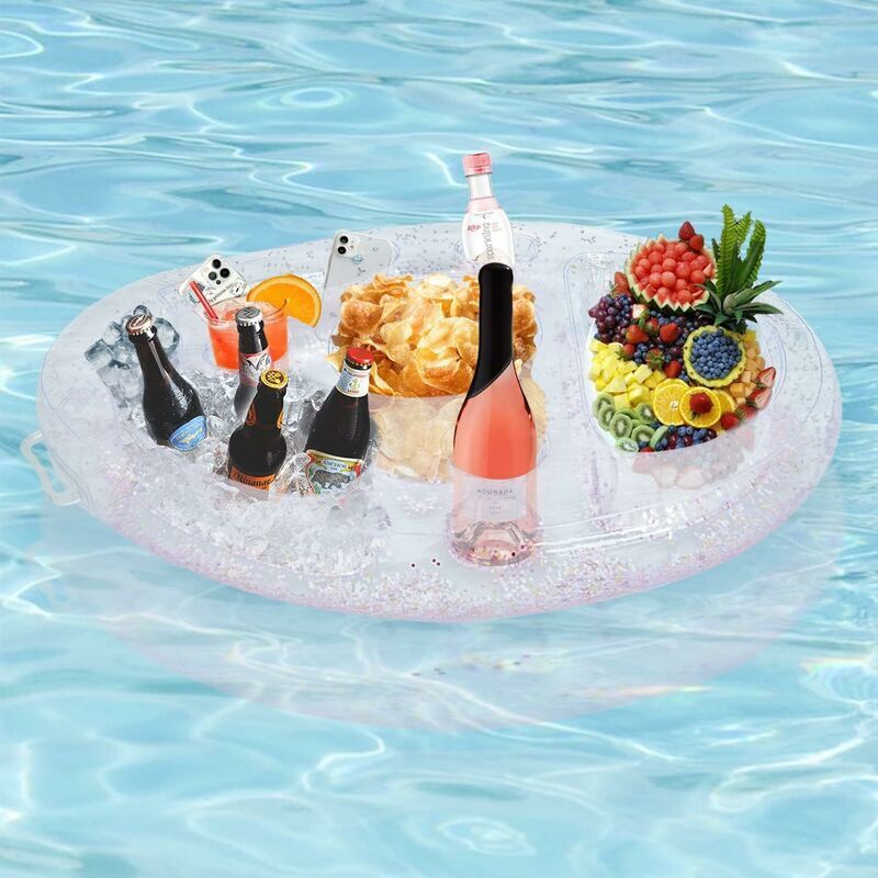 foto del prodotto porta bevande gonfiabile per piscina, bar galleggiante per piscina a 8 fori, porta bevande gonfiabile portatile, vassoio galleggiante per spa da