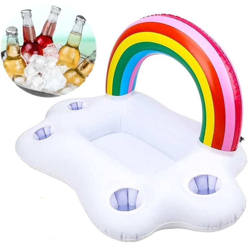 foto del prodotto porta bevande gonfiabili, porta bevande gonfiabili per piscina, goditi le tue bevande preferite in piscina con i porta bevande gonfiabili rainbow
