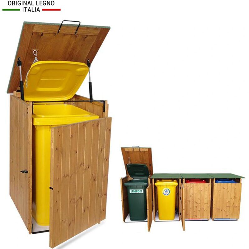 foto del prodotto porta bidone rifiuti in legno box copribidone made in italy l74 x p86 x 116h