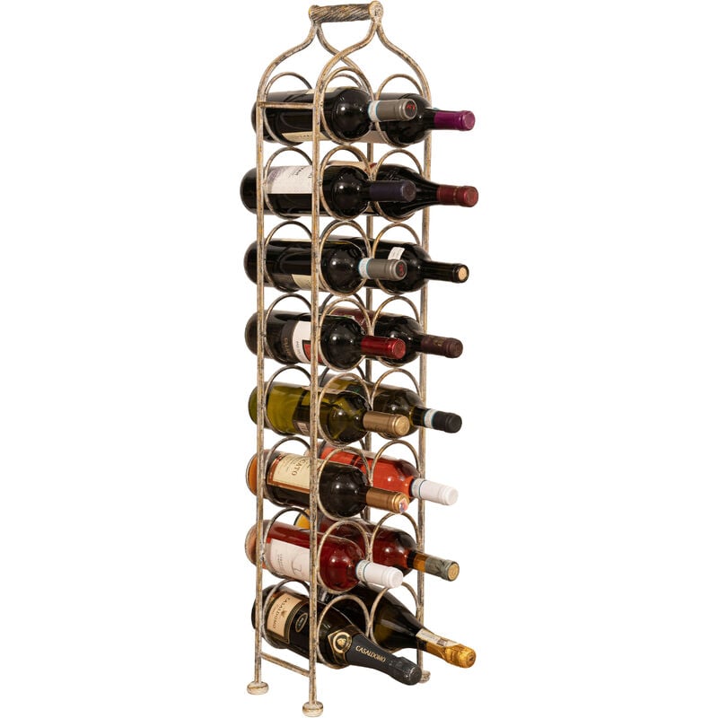 foto del prodotto porta bottiglie vino in ferro battuto cantinetta porta spumante 105x25 cm espositore porta vino da terra 16 bottiglie enoteca