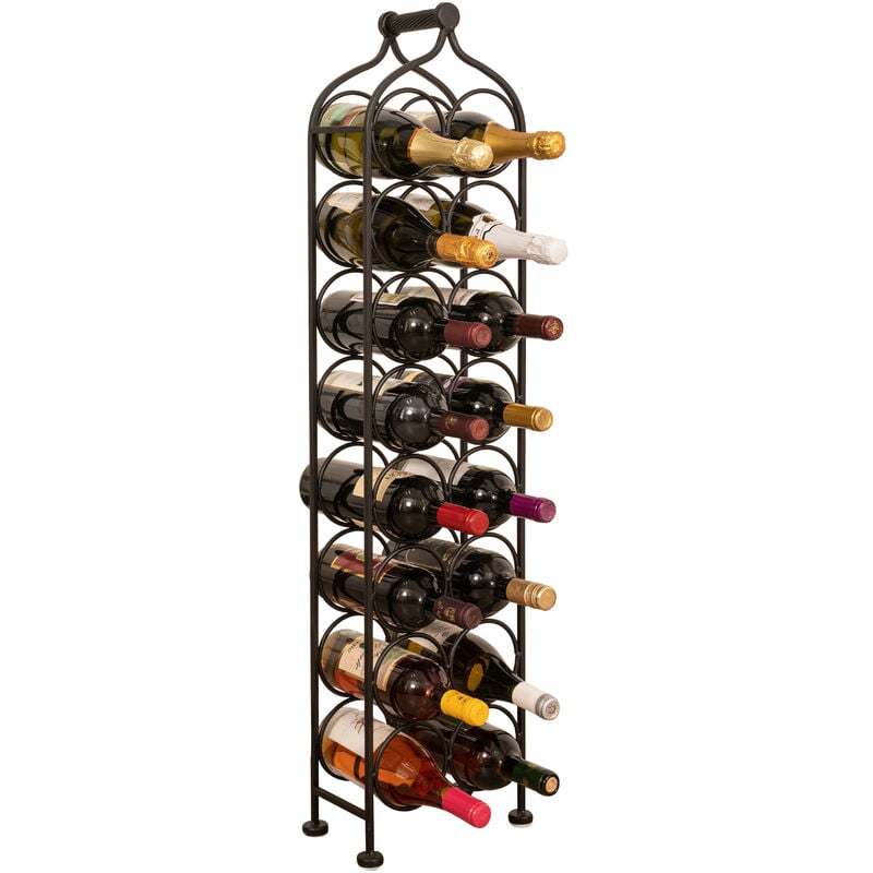 foto del prodotto porta bottiglie vino in ferro battuto cantinetta porta spumante 105x25 cm espositore porta vino da terra 16 bottiglie enoteca