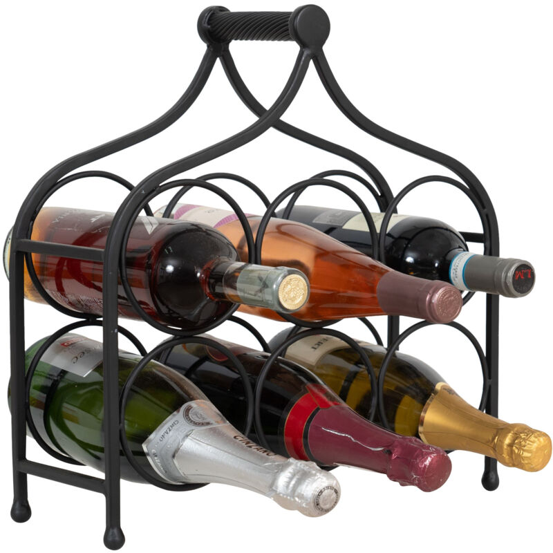 foto del prodotto porta bottiglie vino in ferro portabottiglie da tavolo 37x35 cm espositore porta vino da banco scaffale da cucina cantinetta