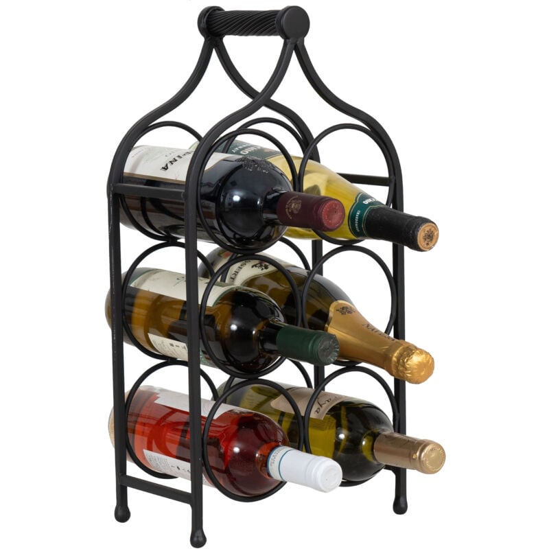 foto del prodotto porta bottiglie vino in ferro portabottiglie da tavolo 46x24 cm espositore porta vino da banco scaffale da cucina cantinetta