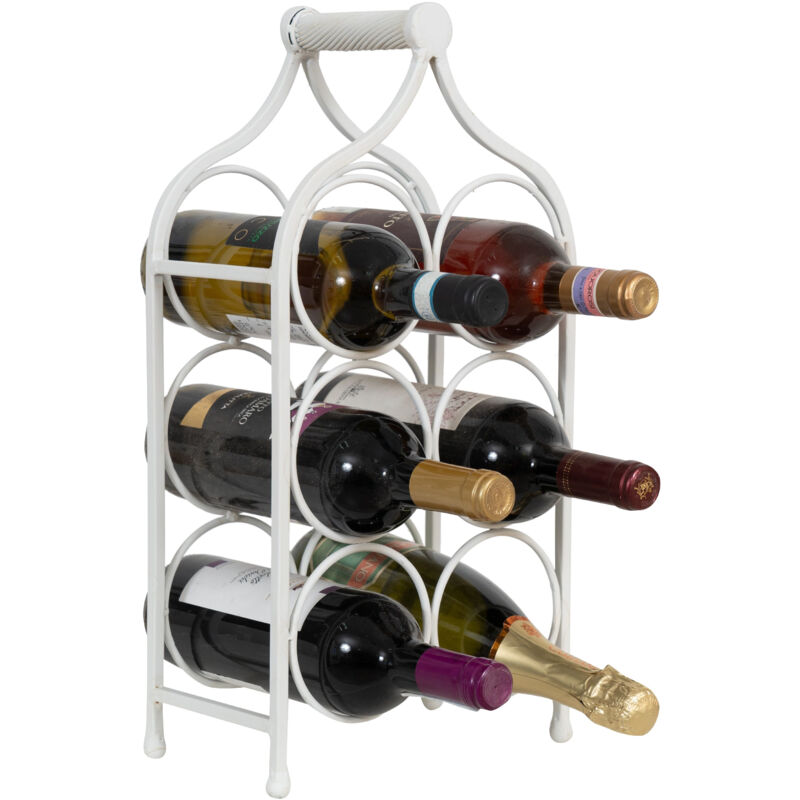 foto del prodotto porta bottiglie vino in ferro portabottiglie da tavolo 46x24 cm espositore porta vino da banco scaffale da cucina cantinetta