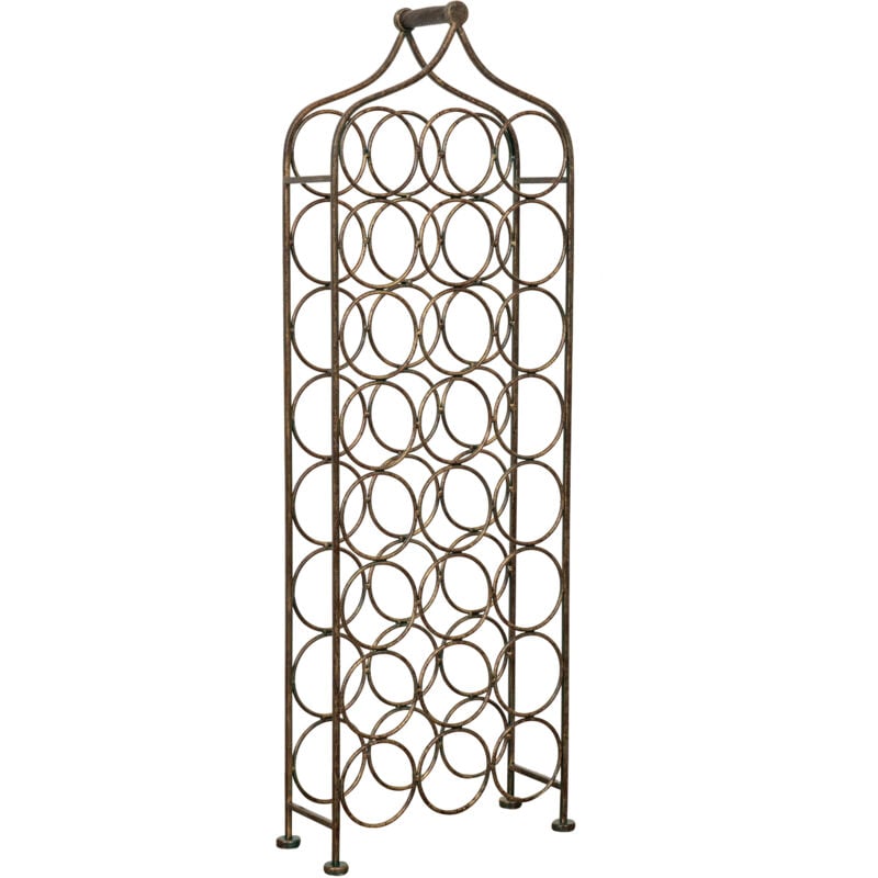 foto del prodotto porta calici vino porta bottiglie in ferro battuto cantinetta vino 107x35 cm espositore porta vino da terra 24 bottiglie enoteca
