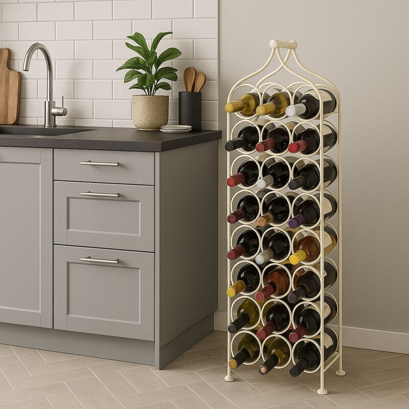 foto del prodotto porta calici vino porta bottiglie in ferro battuto cantinetta vino 107x35 cm espositore porta vino da terra 24 bottiglie enoteca