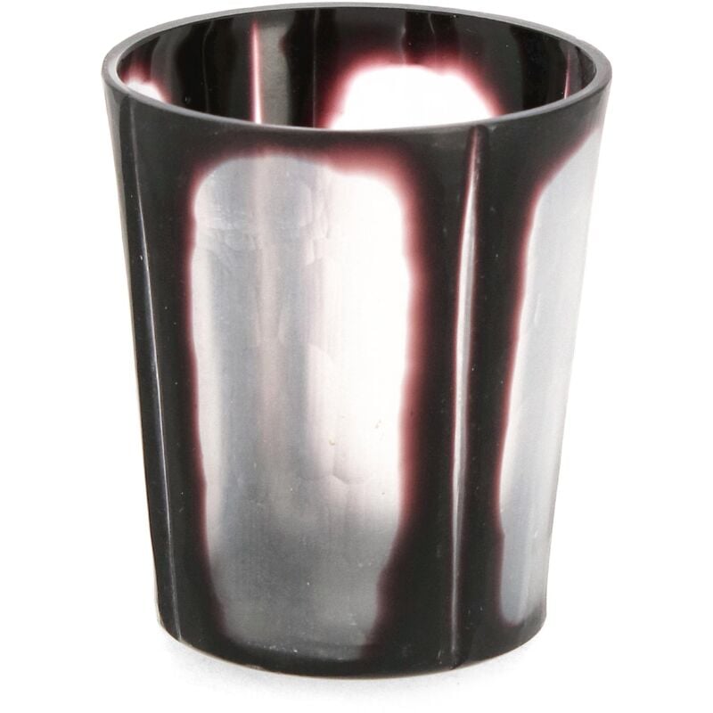 foto del prodotto porta candela kirinda vt trasparente nero h9 prodotto fatto a mano in vetro 8 x h 9cm 8 x h9 cm vetro nero