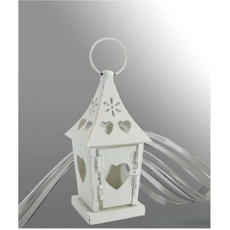 foto del prodotto porta candela lumino lanterna bianca in metallo bomboniera matrimonio 90539 trade shop traesio