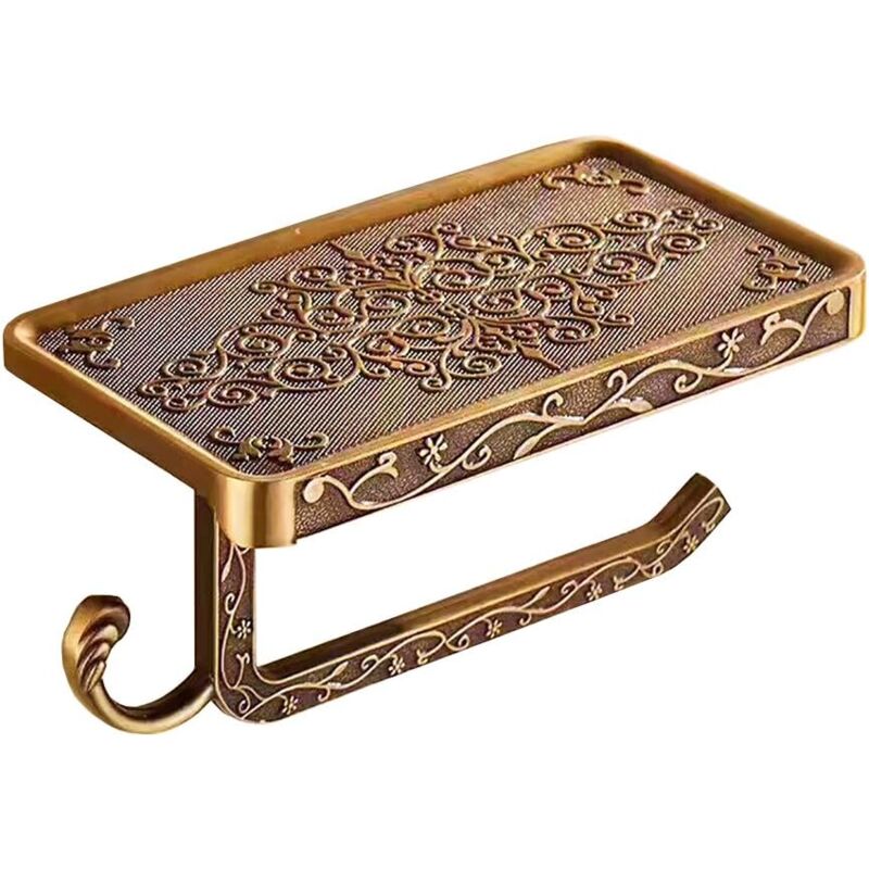 foto del prodotto porta carta igienica 2 in 1 stile vintage montaggio a parete bagno bronzo antico