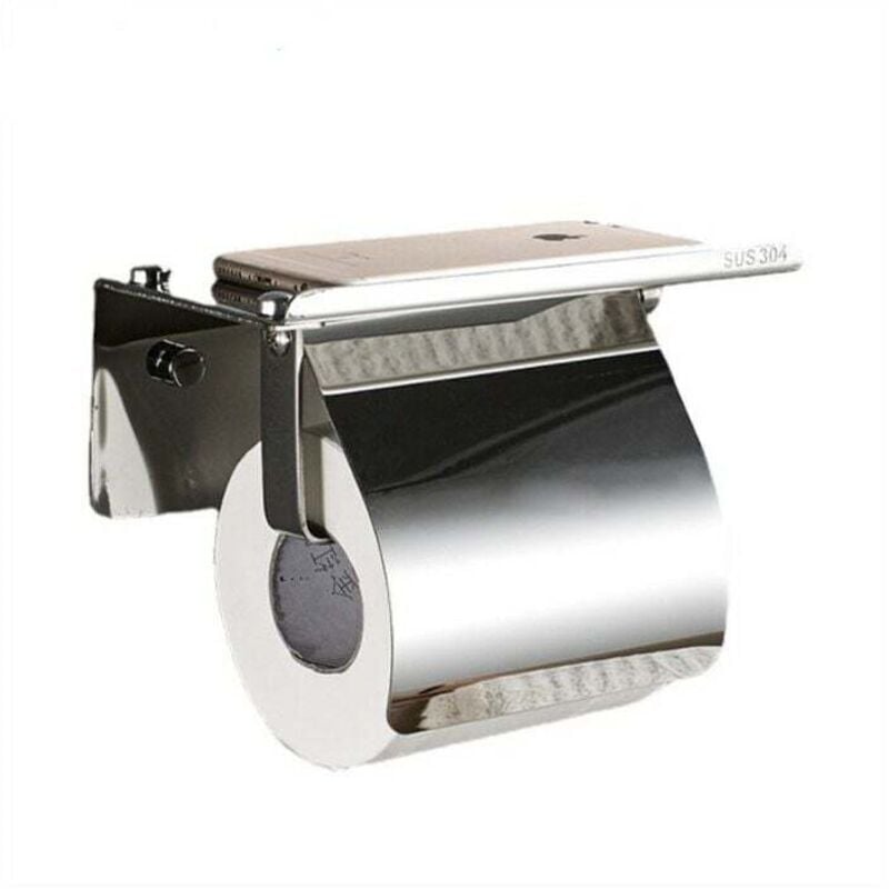 foto del prodotto porta carta igienica a parete con ripiano portaoggetti in acciaio inox 304 con porta telefono da bagno coperto rubinetti per il bagno