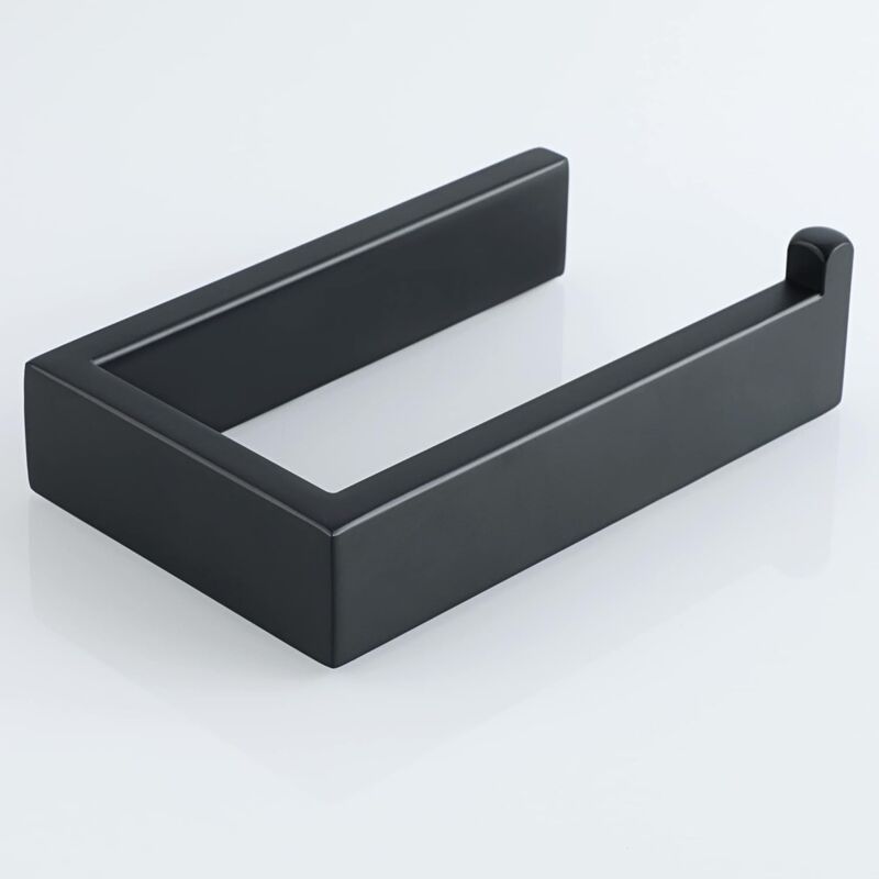 foto del prodotto porta carta igienica a parete, porta carta igienica nero opaco per bagno o cucina, lunghezza 15 cm in acciaio inossidabile sus304,