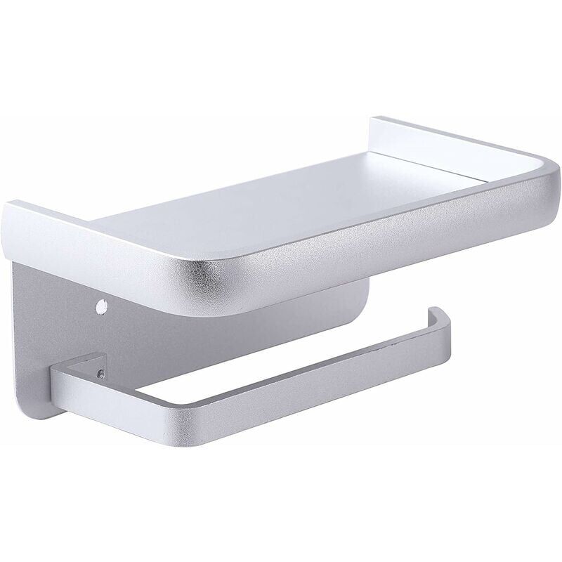 foto del prodotto porta carta igienica a parete porta rotolo di carta igienica in alluminio porta carta igienica con ripiano portaoggetti argento,gu.b bon