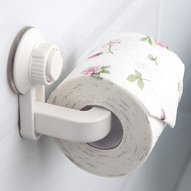 foto del prodotto porta carta igienica a ventosa da parete, senza foratura, con presa forte, per bagno e cucina, bianco sollbry