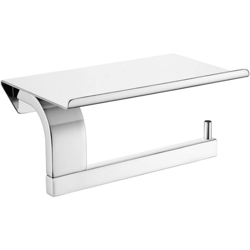 foto del prodotto porta carta igienica classico con ripiano in acciaio inox porta rotolo di carta igienica montaggio a parete accessori per il bagno wc, argento
