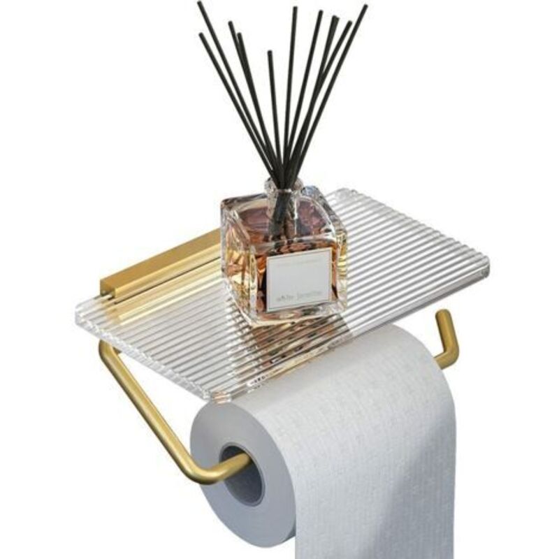 foto del prodotto porta carta igienica con mensola a muro porta rotolo di carta igienica da bagno in acrilico e alluminio antiruggine porta carta igienica oro lablanc