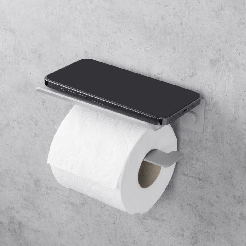 foto del prodotto porta carta igienica con mensola, in inox, grigio, destra, bliss daske