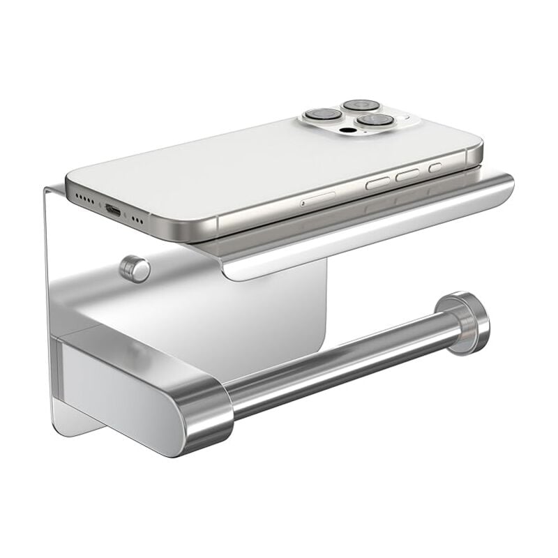 foto del prodotto porta carta igienica con ripiano superiore 14 x 10 x 9,5 cm argento, porta carta igienica foratura acciaio inox 304 porta carta igienica con ripiano