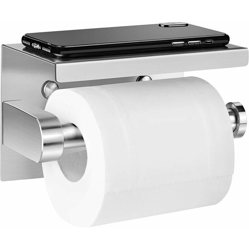 foto del prodotto porta carta igienica da 2 pezzi, adesivo in acciaio inox, per cucina e bagno