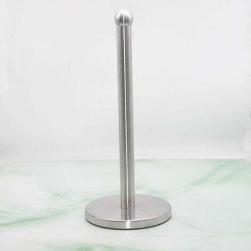 foto del prodotto porta carta igienica da appoggio in acciaio cromato, altezza 33,5 cm, porta carta da cucina, porta carta igienica argento