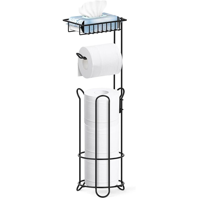 foto del prodotto porta carta igienica da appoggio ymyny rimovibile, nero, dispenser per 3 rotoli con porta salviette umidificate, dispenser per carta igienica in