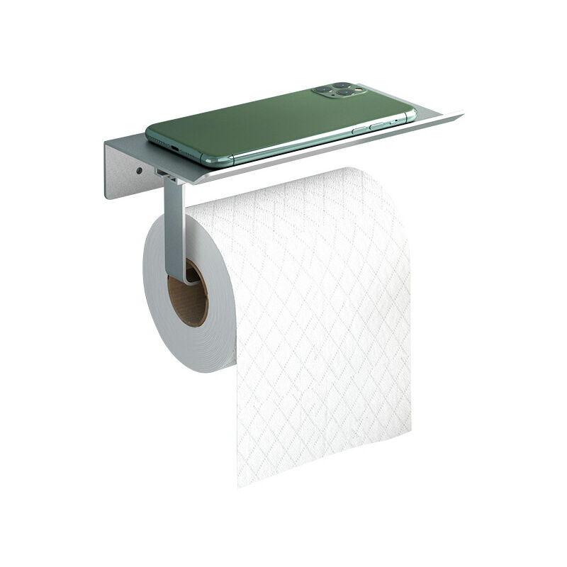 foto del prodotto porta carta igienica da parete in alluminio perforato porta rotolo con ripiani spaziosi per wc e cucina bebusingoto