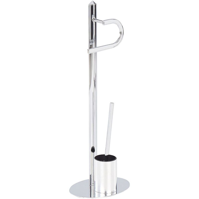 foto del prodotto porta carta igienica e portaspazzolino freestanding moderno in acciaio argento sarto