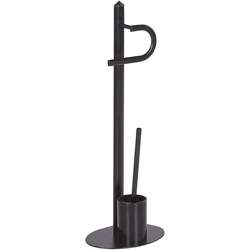 foto del prodotto porta carta igienica e portaspazzolino freestanding moderno in acciaio nero sarto