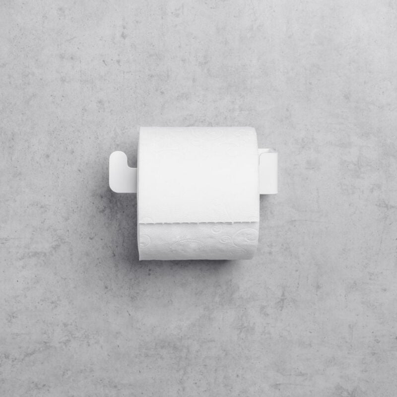 foto del prodotto porta carta igienica, in acciaio inox, bianco, per bagno, sinistra, zen daske