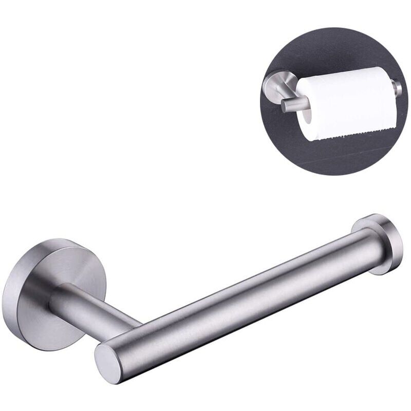 foto del prodotto porta carta igienica in acciaio inox, porta rotolo da bagno, supporto da parete rotondo semi aperto per bagno e cucina argento 