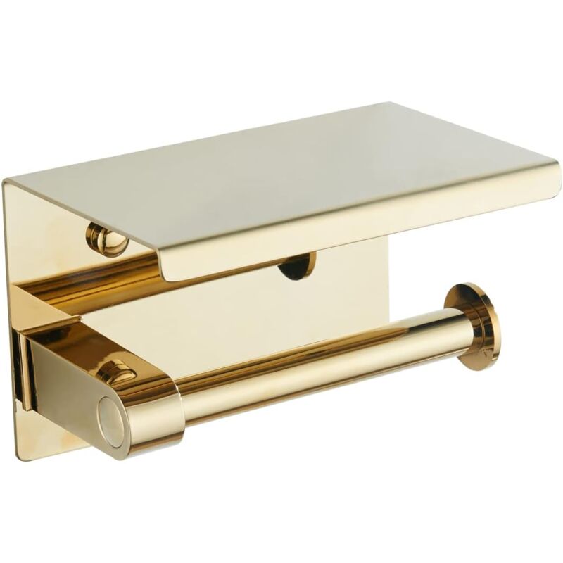 foto del prodotto porta carta igienica in acciaio inox senza foratura con supporto per cellulare, montaggio a parete, decorazione per hotel bebusingoto